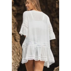 White Flare Sleeves Swimsuit Cover Up Dress